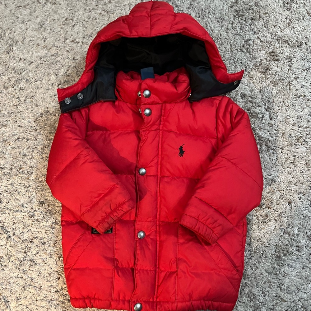 Polo by Ralph Lauren Red Puffer Coat with Black Lining